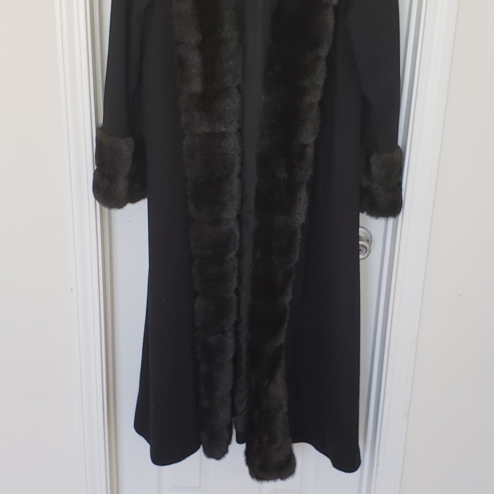 Long faux fur black coat